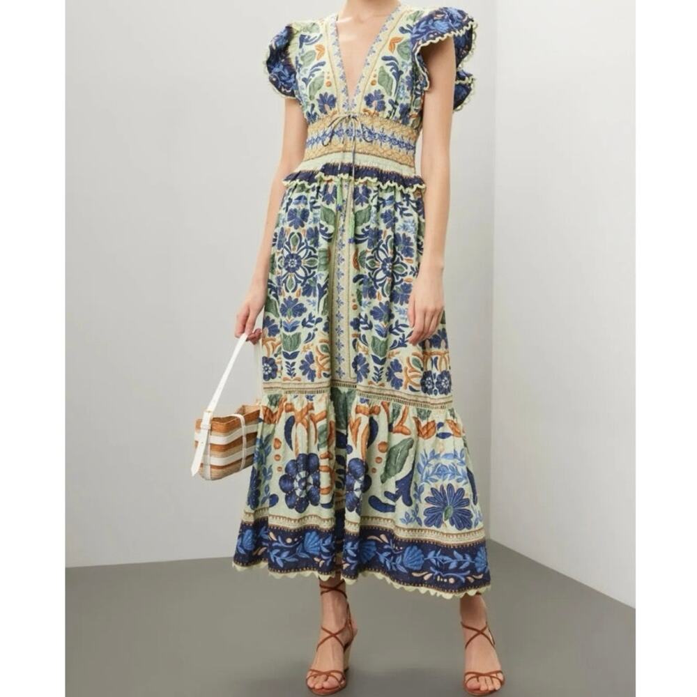 Farm Rio Ocean Tapestry cotton casual  Dress Small